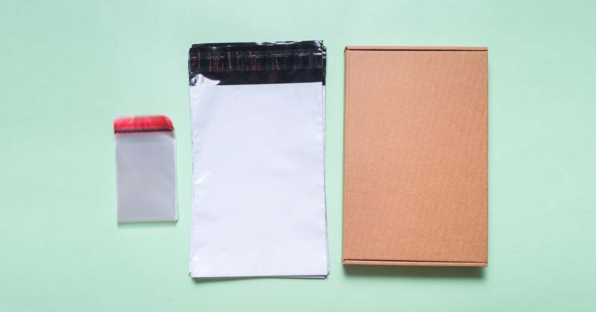 poly mailers and shipping boxes